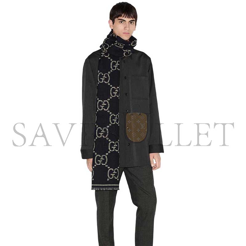 GUCCI SCARF GG CHECKERED WOOL SCARF 660025 (180*147cm)